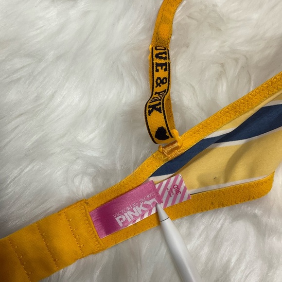 Rare Vintage PINK Victoria's Secret Yellow and Blue Striped Bra - Picture 9 of 11